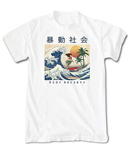 Riot Society Men’s Wave Rider Short Sleeve Graphic T-Shirt – White, X ...