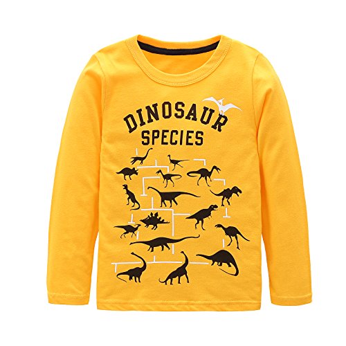 HowJoJo Boys Cotton Long Sleeve T-Shirts T Rex Dinosaur Shirt Graphic ...